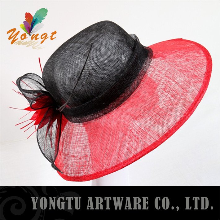 Factory produce ! can choose color Free EMS shipping ! HOT sinamay fascinator/sinamay hat in SPECIAL shape with feathers