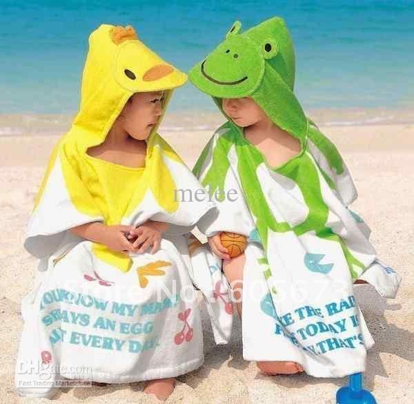 Factory Sale Free 100% New New Cartoon Cotton Beach Towel Children's Bathrobes Baby Bath Towels Frogs Penguins Chickens Rabbits