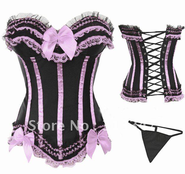 Factory sale High quality sexy lingerie Elegant Purple Corset with G-string slimming underwear lift up shaper free shipping 8068