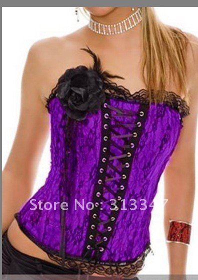 Factory sale High quality Sexy Lingerie Overbust Corset body lift shaper Flower Boned Corset with Corsage free shipping 2035