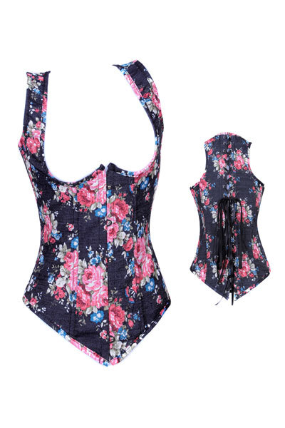 Factory SELL! wholesale Full Steel Bone Straps bustier  Sexy Flower Corset LB4370