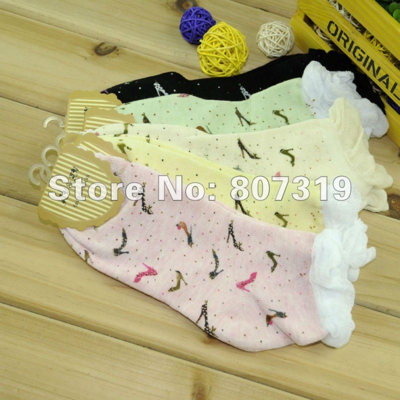 Factory wholesale free shipping women's socks high quality thin women  lady sock cotton knitted ladylace knee/bedsock 20pairs