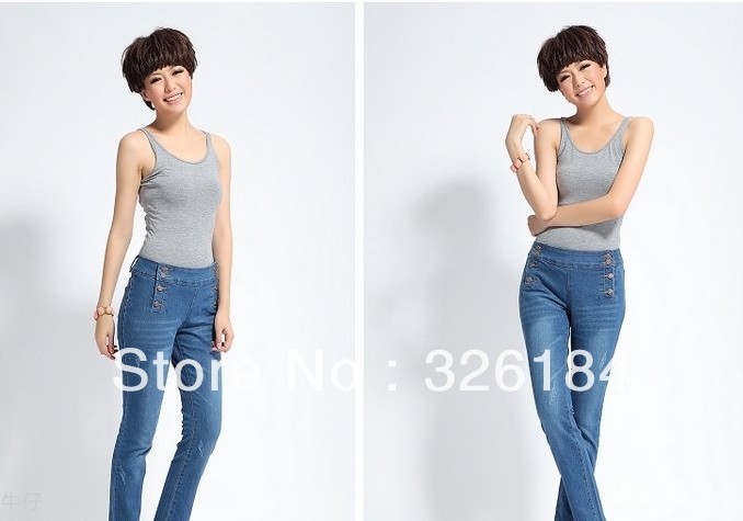 Factory wholesale IFLY 8655C cotton womends Mid Waist harem Jeans skinny trousers for Women lady Fashion Long PANTS Jeans