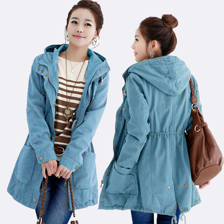 Fall 2012 new trend of women jacket   Hooded lace temperament fashion trench coat  Casual woman windbreaker