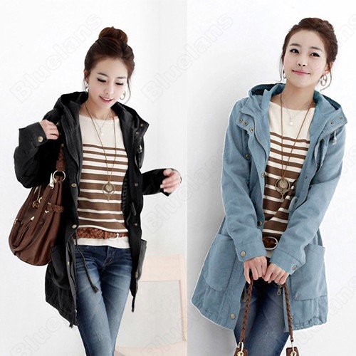 Fall Women's  Casual Long Fashion Hoody Coat Trench Outcoat Outwear