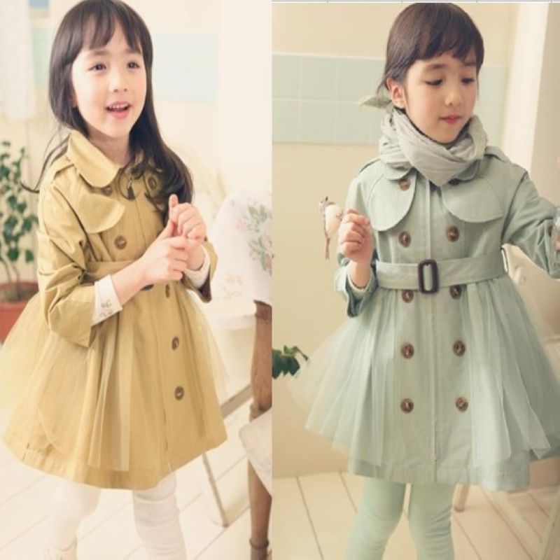 Family fashion spring 2013 female child double breasted outerwear princess dress trench child overcoat
