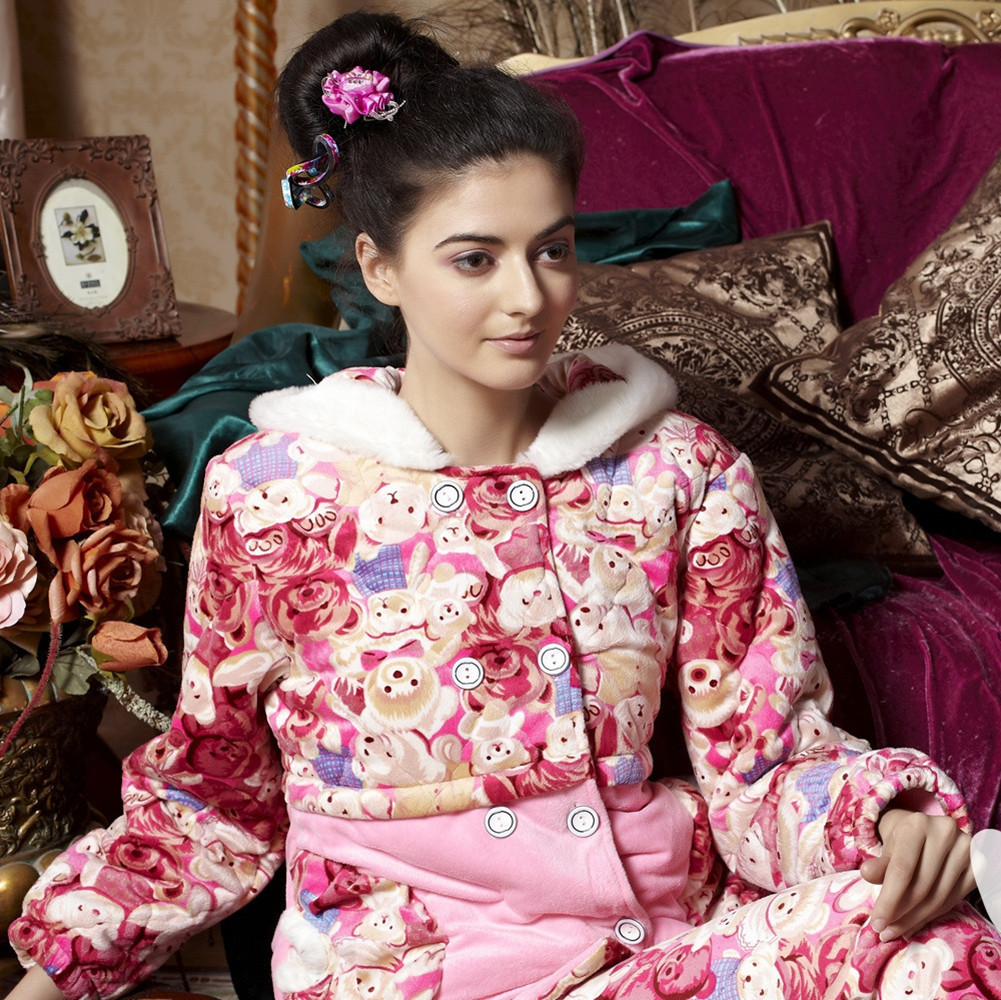 Fanny 2012 winter women's sleepwear cotton-padded sleepwear coral fleece cotton-padded sleepwear thickening lounge