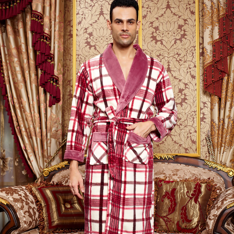 Fanny sleepwear 2012 male autumn and winter lounge coral fleece robe bathrobes