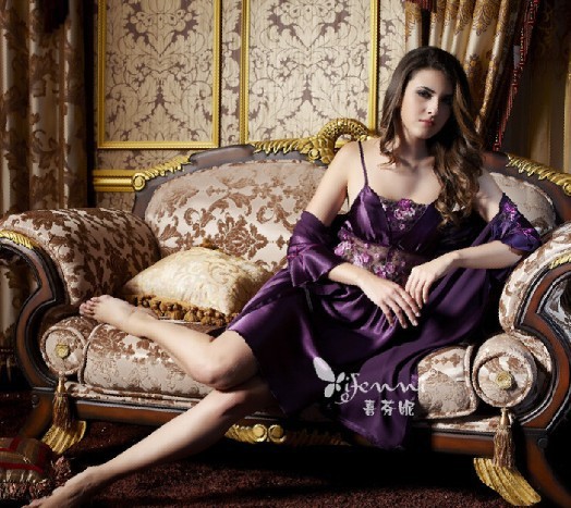 Fanny spring new Ms. simulation silk sling pajamas silk the sexy long Xiupao skirt suit