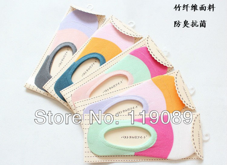 Fashion 10pairs/lot Japan Female Invisible Ankle Bamboo Fiber Socks,Summer Cute Women Sock Slippers Candy Color