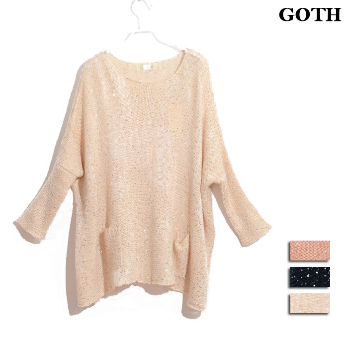 Fashion 2012 autumn new arrival plus size clothing loose cloak paillette o-neck pullover thin sweater