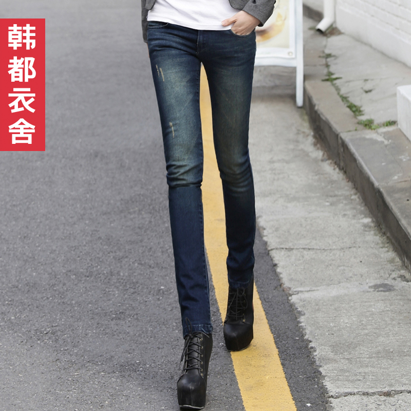 Fashion 2012 female low-waist wearing white slim pencil skinny jeans ig0003 free shipping