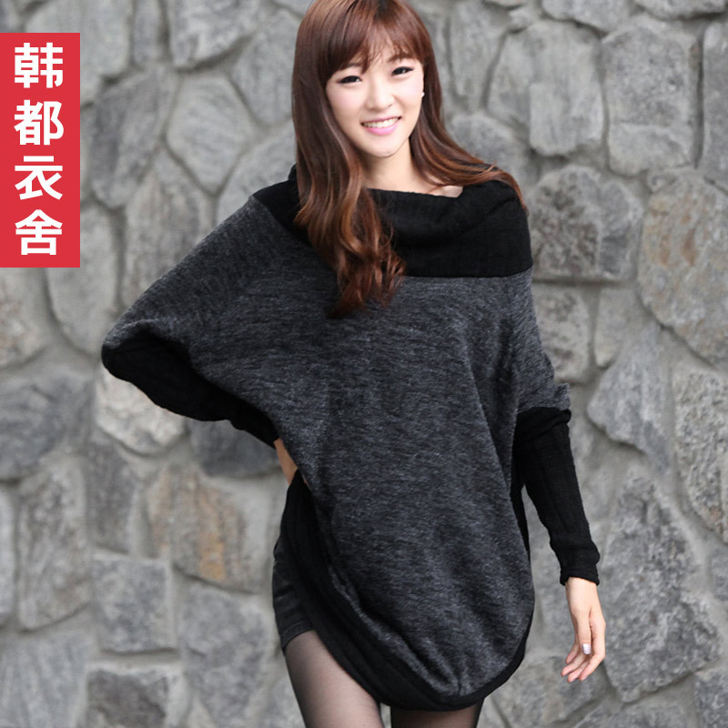 FASHION 2012 female medium-long heap turtleneck batwing sleeve sweater js1250 free shipping