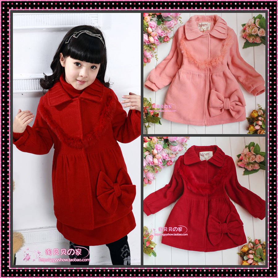 Fashion 2012 girls clothing thickening wool velvet cotton-padded trench outerwear overcoat 1217