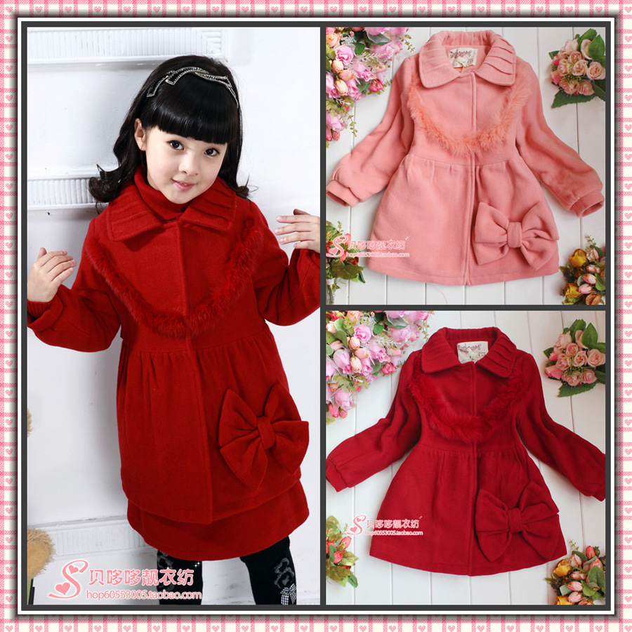 Fashion 2012 girls clothing thickening wool velvet cotton-padded trench outerwear overcoat 1217
