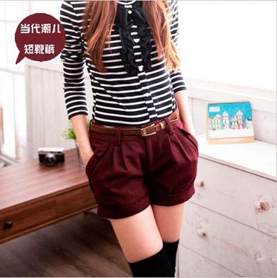 Fashion 2012 Korea Version Joker Shorts Woolen Blending Boots Pants Christmas Spring/Autumn/Winter S to XL 4 Colors Women Cloth