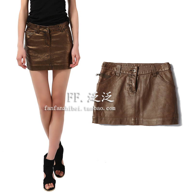 Fashion 2012 PU vintage leather skirt slim hip short skirt a-line skirt bust skirt summer skirt female