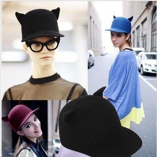 Fashion 2012 street style small little demon cat ears pure woolen hat Free shippng