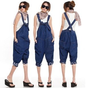 Fashion 2012 Wholesale Casual Woman Suspender Overalls Jeans Wear