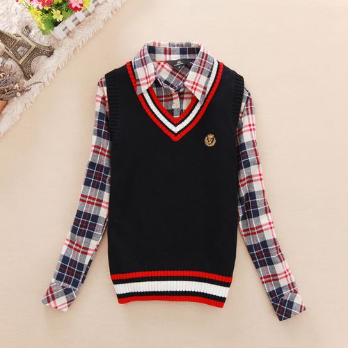 Fashion 2012 women's V-neck small solid color pullover sweater vest sweater small wool waistcoat