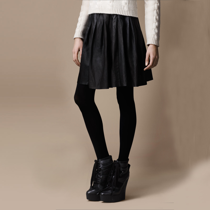 Fashion 2013 spring new arrival all-match PU water washed leather short skirt women's black sheds bust skirt