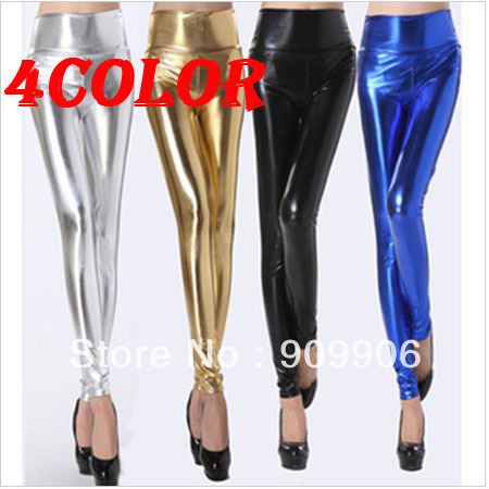 Fashion 4color pu coating Leather Tregging Ladies' Leggings Shiny Pants Tights free shipping