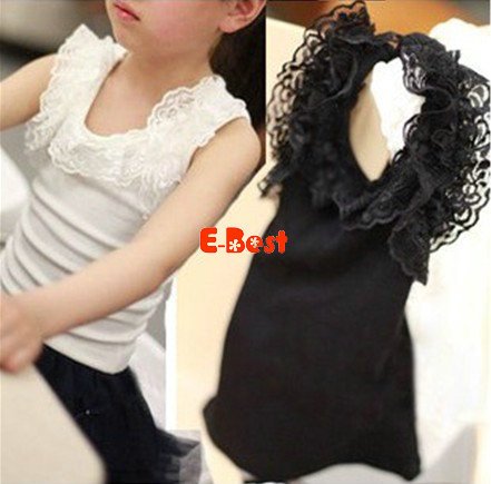 Fashion!5pcs/lot baby girl lace lace vest elastic cotton t-shirt kids pretty sun-top children sleeveless t-shirt  lace tanks