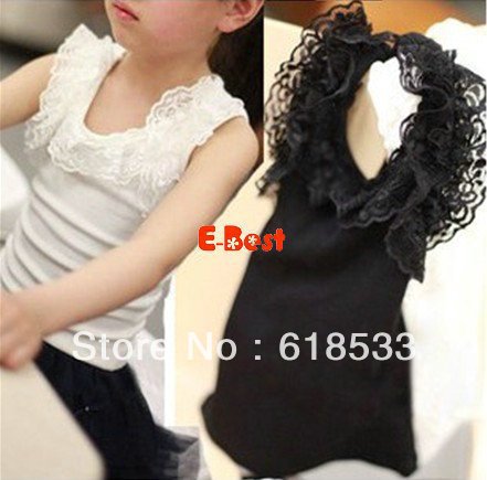 Fashion!5pcs/lot baby girl lace lace vest elastic cotton t-shirt kids pretty sun-top children sleeveless t-shirt lace tanks