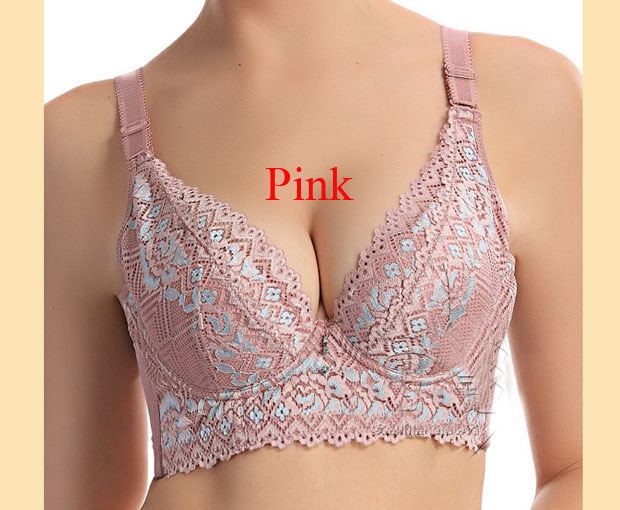 Fashion Adjustable gather bra lace fabric detachable shoulder straps Four -breasted Bra #4802