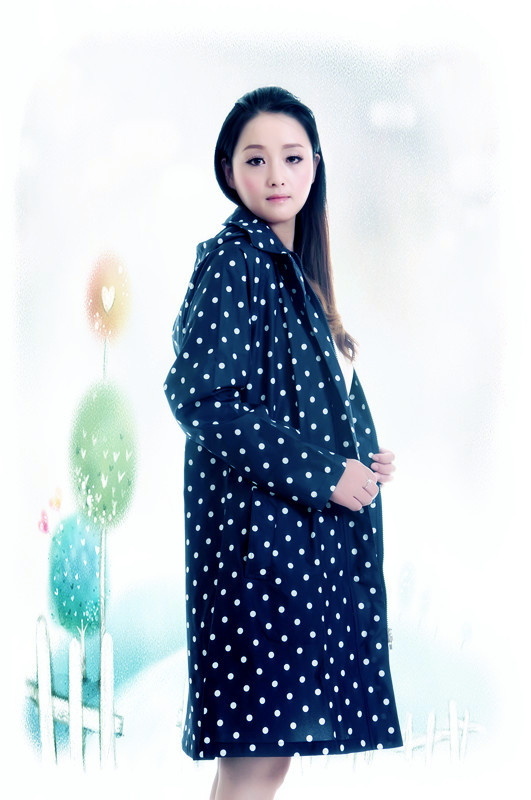 Fashion adult raincoat blue white raincoat dry polka dot raincoat 1005