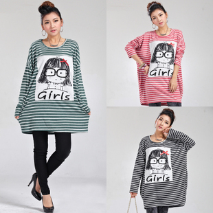 Fashion all-match autumn maternity clothing sweet stripe o-neck long-sleeve maternity t-shirt top