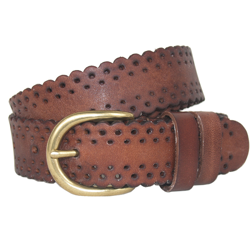 Fashion all-match belt women's genuine leather cowhide strap dot cutout laciness casual