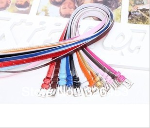 Fashion All-match Bright Pure color PU leather Waistband Belt Thin Skinny Girdle For Lady Woman + Free shipping