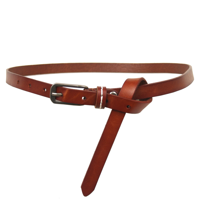 Fashion all-match decoration thin belt women's genuine leather cowhide tieclasps strap casual