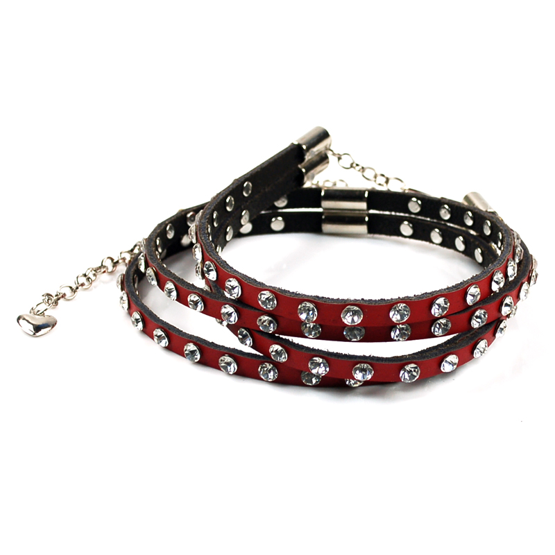 Fashion all-match double tube chain diamond decoration casual genuine leather belt