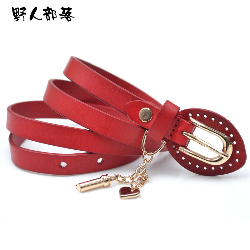 Fashion all-match fashion metal decoration belt pendant belt female genuine leather strap 7109