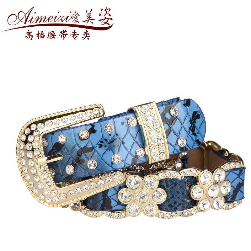 Fashion all-match female decoration strap ladies genuine leather rhinestone belt women's jeans belt