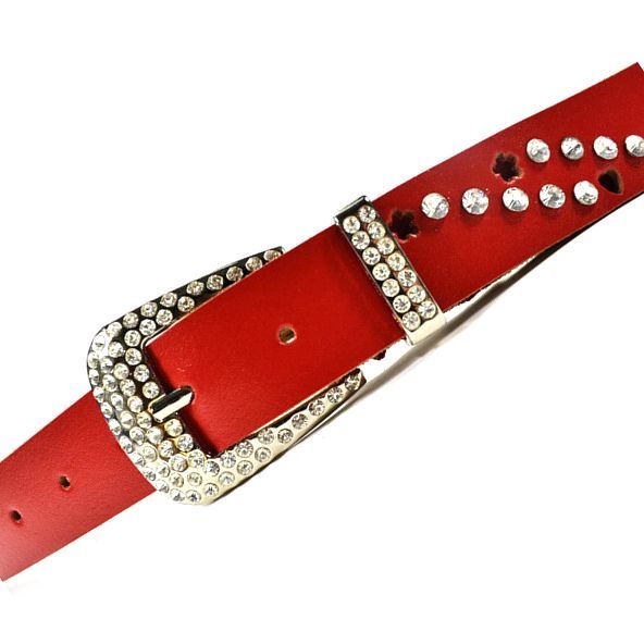 Fashion All match Genuine Leather Belt Cutout Strap Ladies Rhinestone Belt