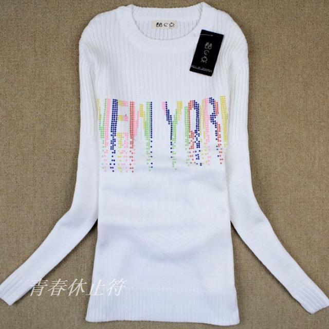 Fashion all-match long-sleeve o-neck casual sweater personalized loose sweater - color letter