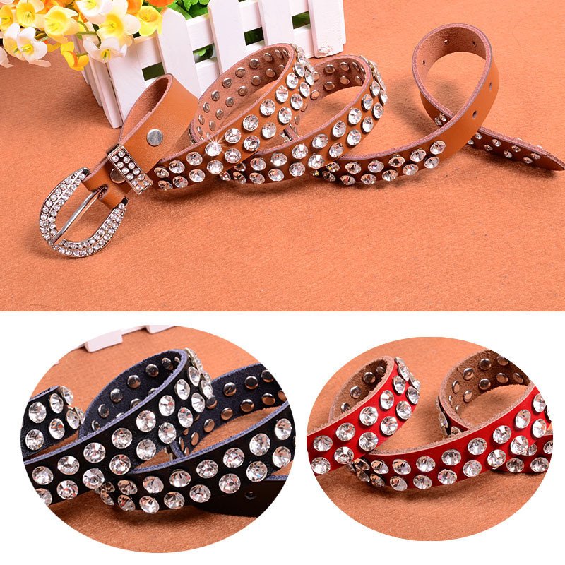Fashion all-match rhinestone genuine leather women's decoration belt strap belly chain strap
