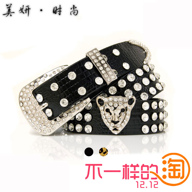 Fashion all-match rhinestone leopard print Women belt strap jeans belt wide leather belt,free shipping