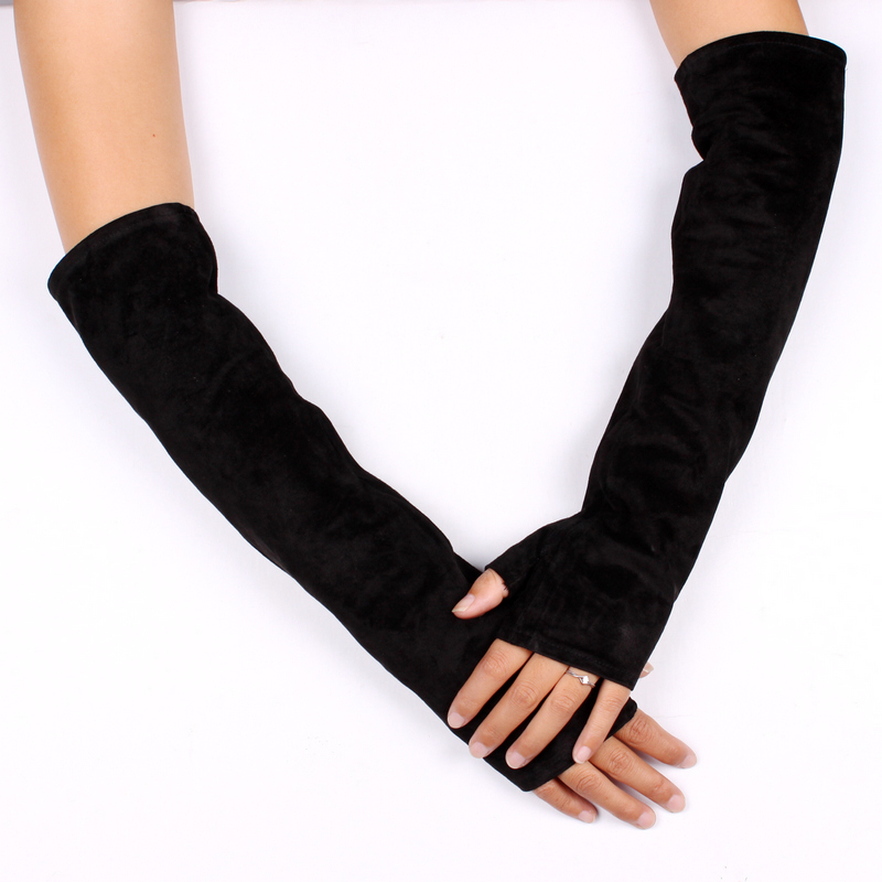 Fashion all-match semi-finger lucy refers to gloves sunscreen scrub suede genuine leather gloves computer arm sleeve