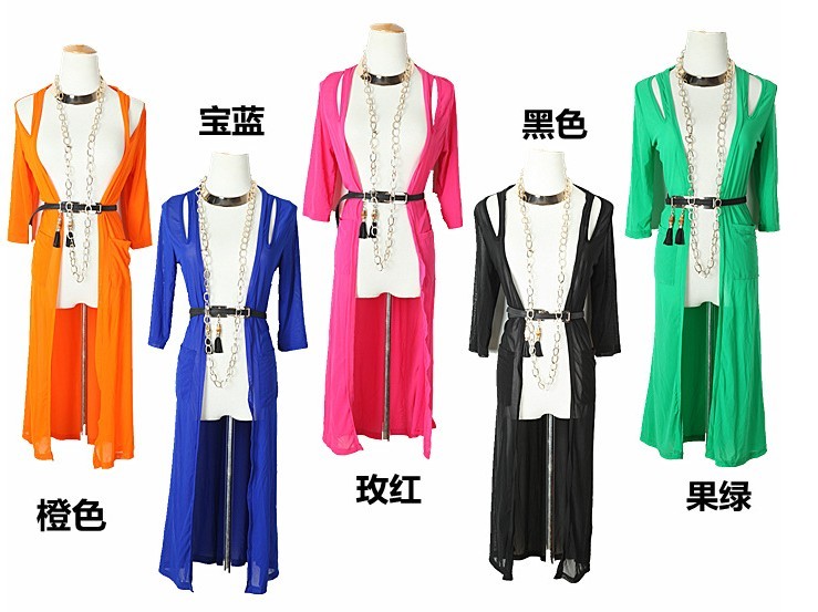 Fashion all-match vintage candy color elastic satin gauze sexy strapless long design slim sunscreen cardigan