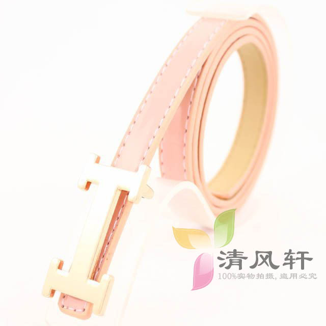 Fashion all-match women's candy color japanned leather thin belt strap casual clothing h I-section buckle belt