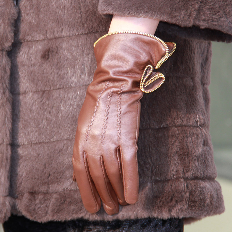 Fashion all-match women's medium-long top sheepskin gloves genuine leather thermal gloves gsfw11011