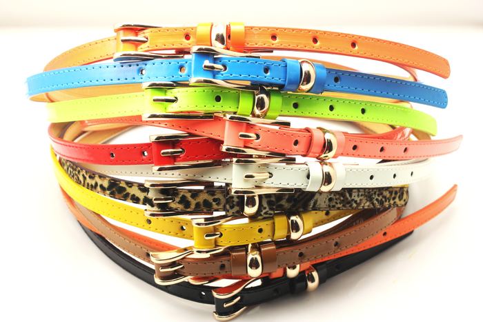 Fashion all-match women's thin belt female japanned leather strap candy color leopard print strap