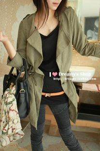 Fashion autumn and winter 2011 new arrival autumn women's military handsome Army Green trench outerwear