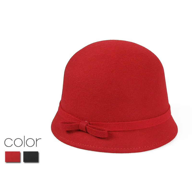 Fashion autumn and winter fedoras bucket hats british style small bow wool hat female