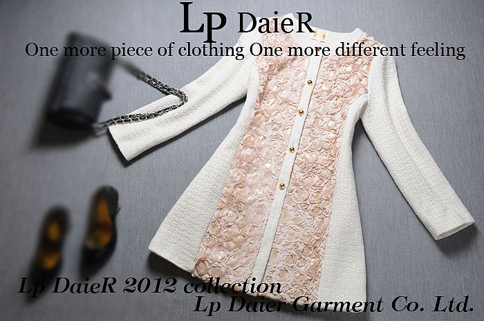 Fashion autumn around flowers beading piece medium-long overcoat 3526