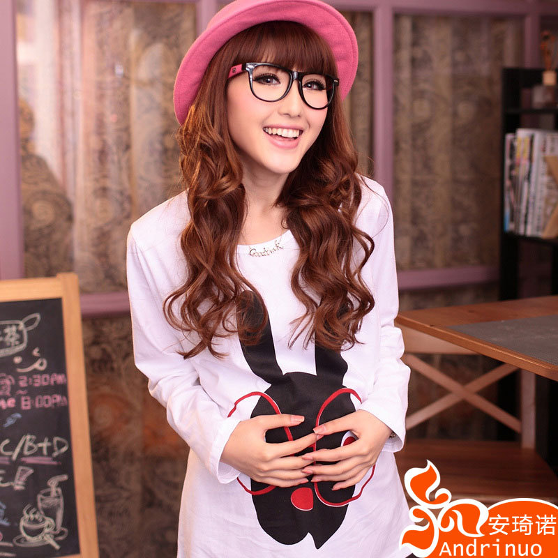 Fashion autumn maternity clothing big glasses rabbit batwing sleeve t-shirt basic shirt maternity top